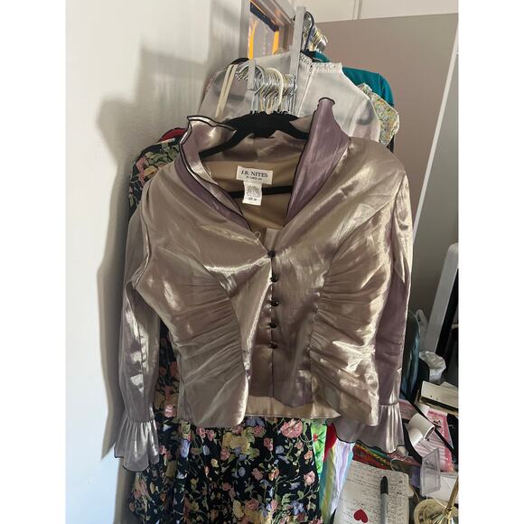 Vintage J.R. Nites by Carol Lynn Blouse 14 Silky Ruched Satin Evening Top - Picture 2 of 4